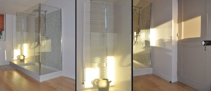 aménagement d'une salle de bain dans une maison ancienne à côté de rouen par l'architecte dplg benedicte Langlois