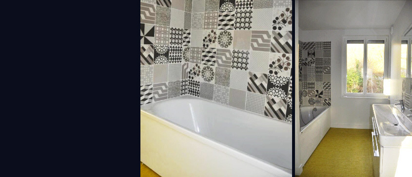 Par petites touches discrètes, Bénédicte Langlois indexe chaque espace par une identité couleur, un marquage au sol, un pan de céramique ou de couleur, un carreau de peinture, intervenant souvent comme un rehaut de lumière.