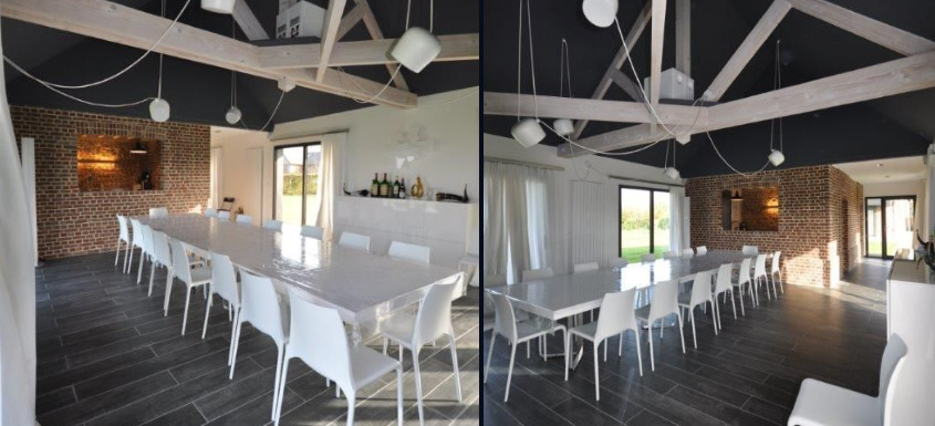 Grande salle de réception en Normandie : agencement fonctionnel & esthétique & aménagement sélect  réalisé par bénédicte Langlois