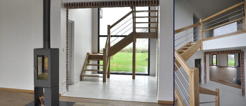 réalisation d'un escalier contemporain dans une etable restaurée de la périphérie de Rouen